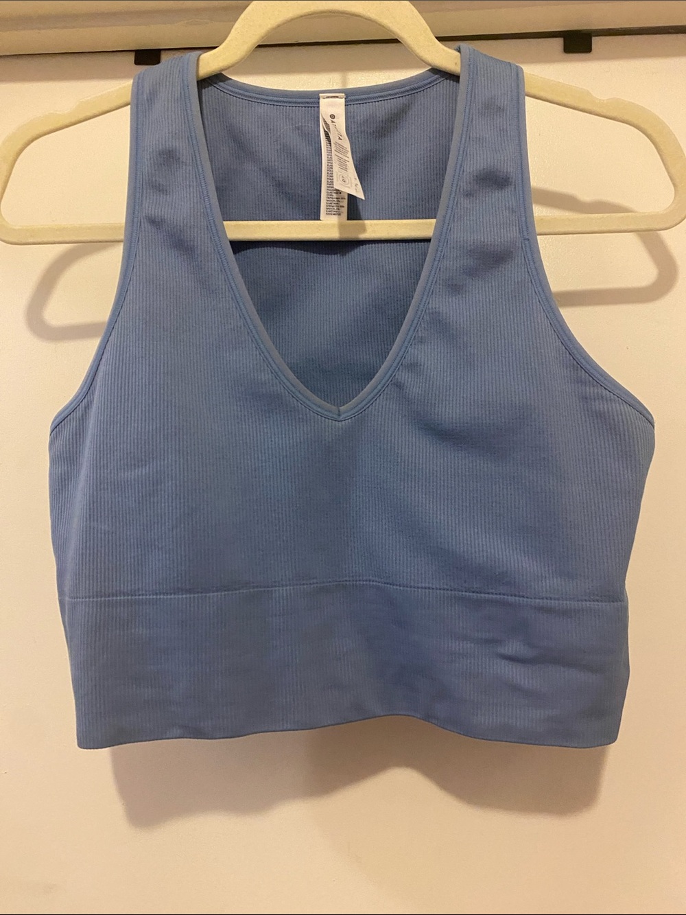 Athleta Light Blue Ribbed V-Neck Muscle Tank